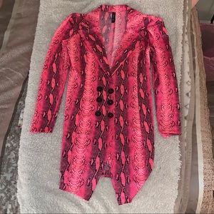 pink animal skin blazer dress